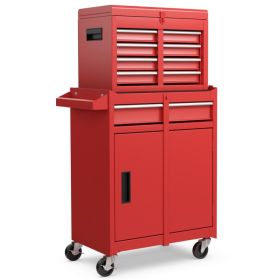 2-in-1 Rolling Tool Chest with 5 Sliding Lockable Drawers