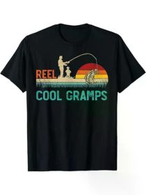 Mens Reel Cool Gramps Vintage Retro Fishing Father's Day T-Shirt, 100% Cotton, Halloween Thanksgiving Christmas Gift