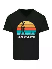 Reel Cool Daddy Fun Father's Day Fishing Men's V-Neck Cotton T-Shirt