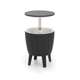 Outdoor Cooler Bar Table with Telescopic Tabletop for Beer and Wine